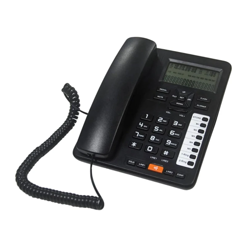 Imagem -04 - Desktop Telefone Fixo com Fio com Retroiluminação Lcd Display 2-linha Número de Armazenamento Crate Casa Escritório Hotéis Tc6400