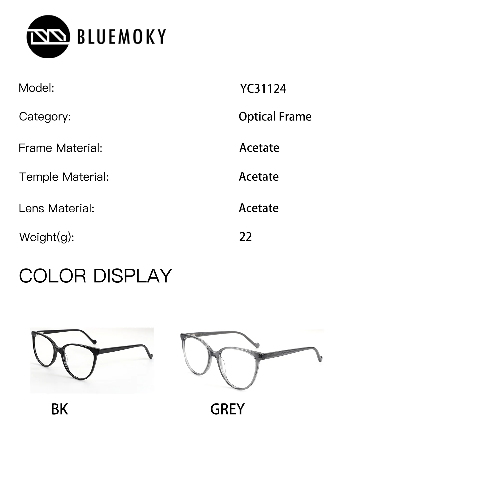 BLUEMOKY S Size Butterfly Prescription Eyeglasses Photochromic Anti Blue Light Acetate Optical Graduate Women's Glasses