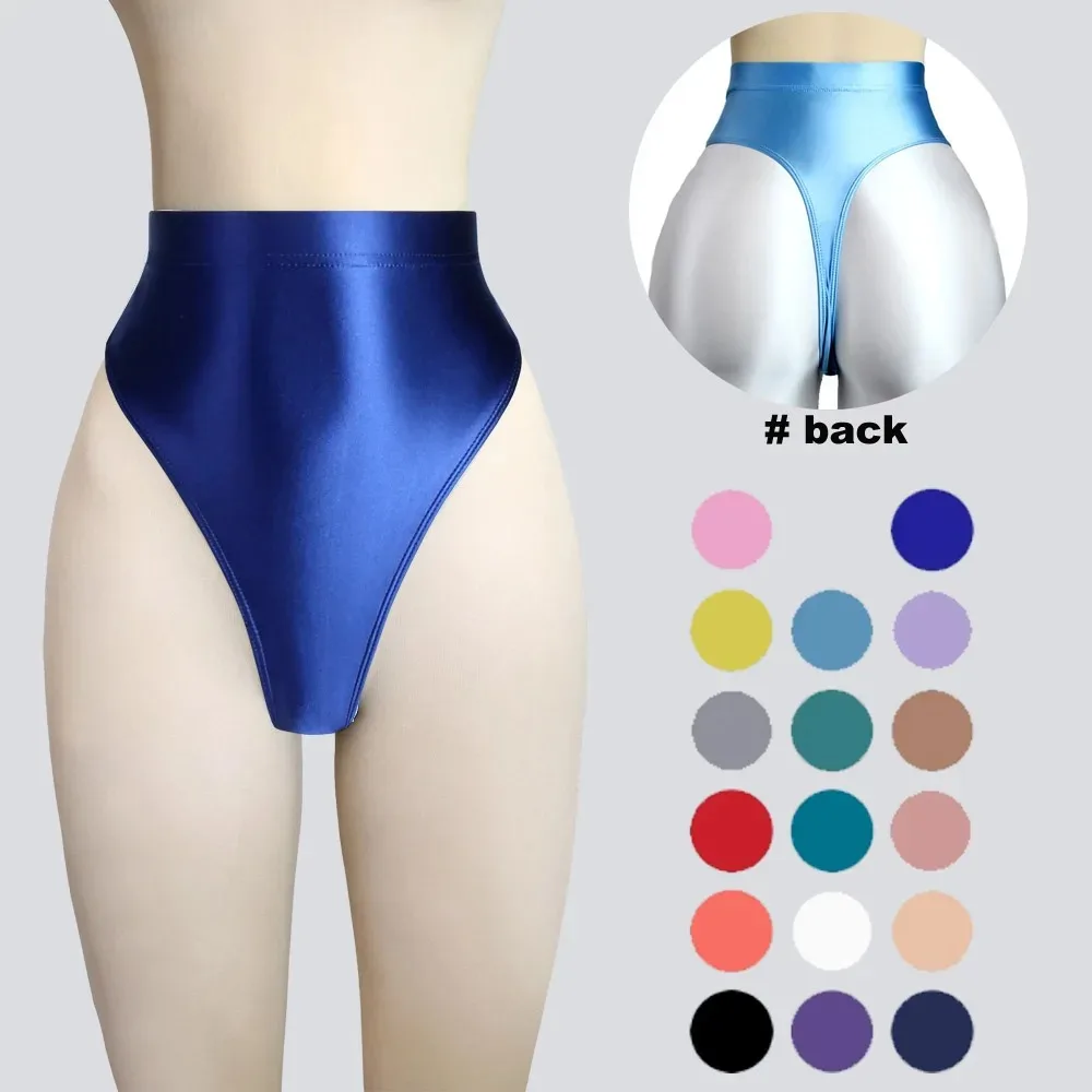 المرأة عالية الخصر لامعة لامعة طماق سراويل قصيرة الأرداف تعزيز بيكيني الجوارب تشكيل الجمباز الملابس الداخلية