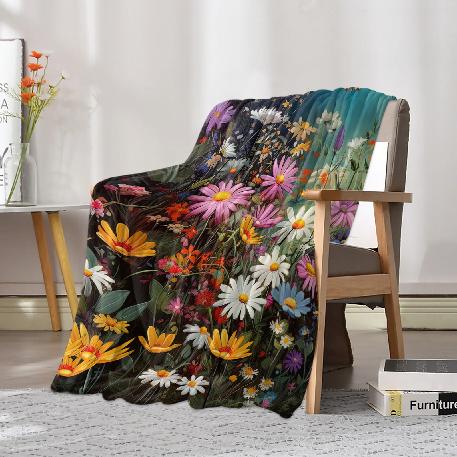 AndrFlower-Buissons papillon College pour canapé, couvre-lit de chambre à coucher, couvertures douces, sourire au glouton, détruire