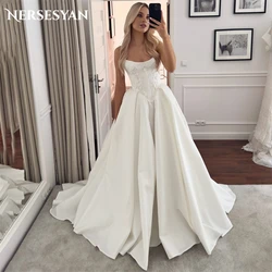 Nersesyan-vestidos de novia Vintage de encaje, ropa de princesa sin hombros, línea A, sin mangas, con apliques y espalda descubierta, 2024