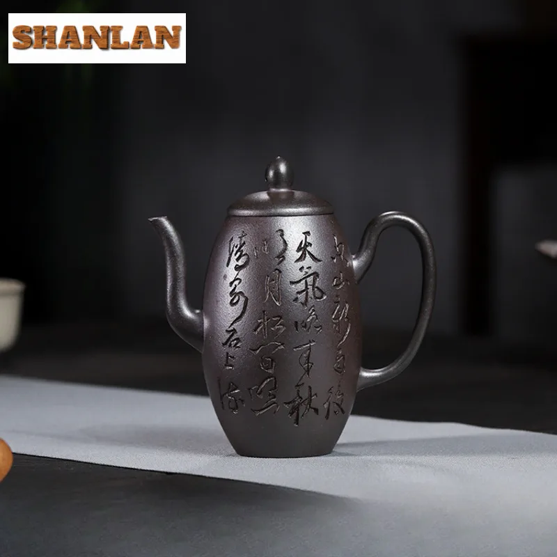 200ml Creative Yixing Purple Clay Teapots Handmade Dzi Pot Raw Ore Azure Mud Kettle Chinese Zisha Teaset Tea Ceremony Decoration