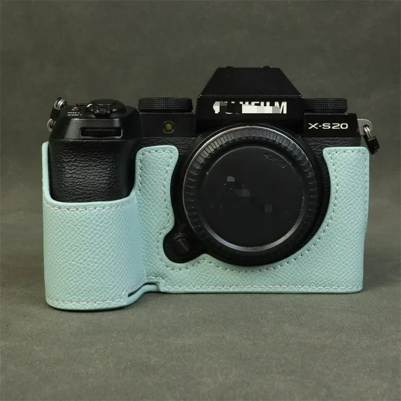 Magnetic PU Leather Camera Half Case for Fujifilm XS20 Fuji X-S20 Litchi Skin Bottom Opening Cover