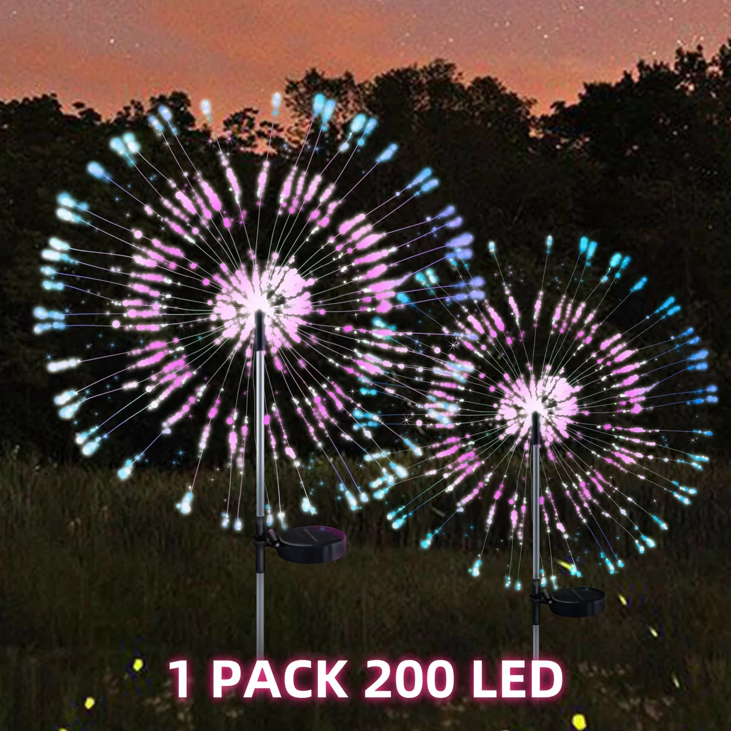 1 PC 60 LEDs Outdoor DIY Lights 8 Lighting Modes Solar Fireworks Lights Courtyard Garden Patio Lawn Landscape Lights
