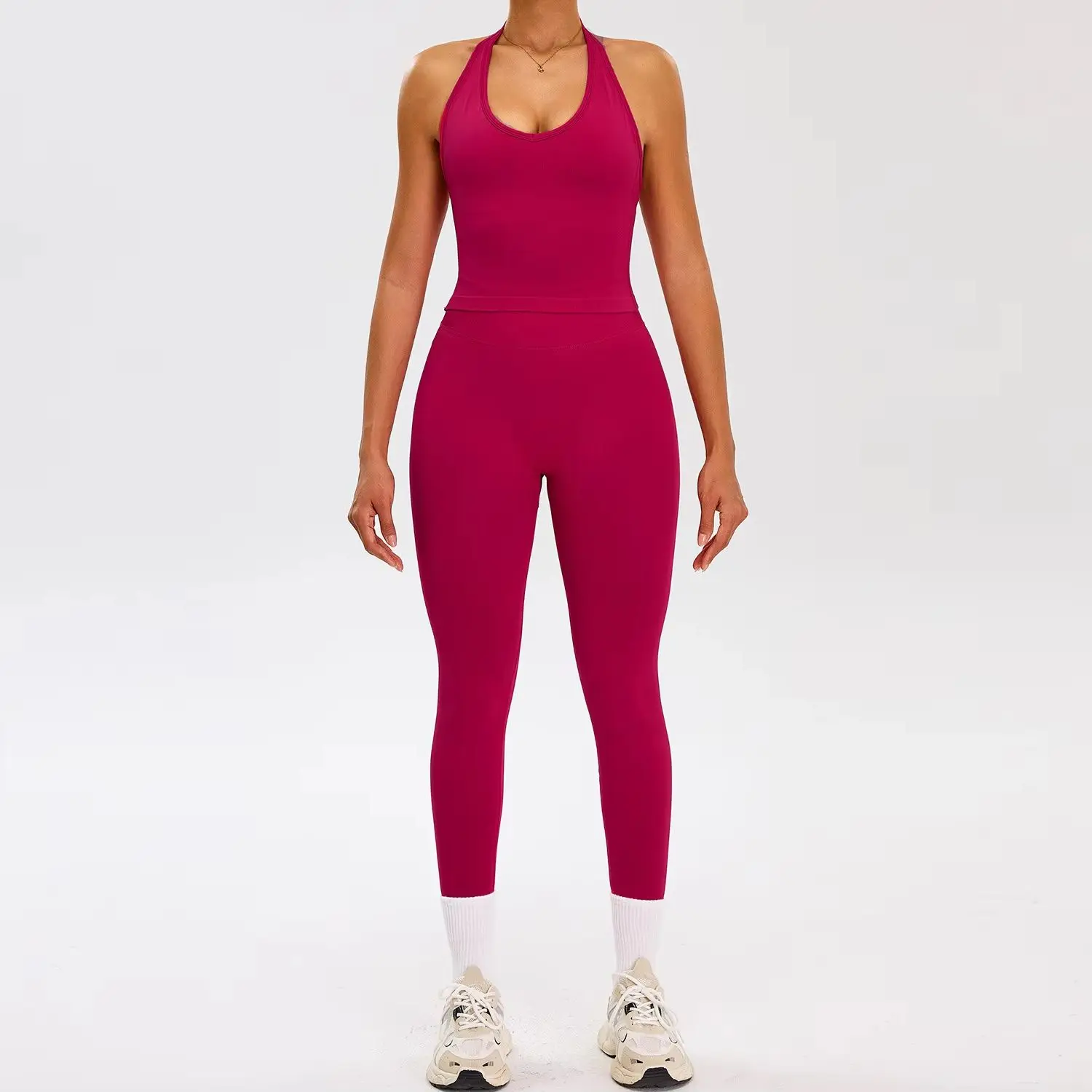 2 Pieces Women's Tracksuit Seamless Yoga Set Workout Outfits Sportswear Gym Clothing High Waist Leggings Fitness Sports Suits