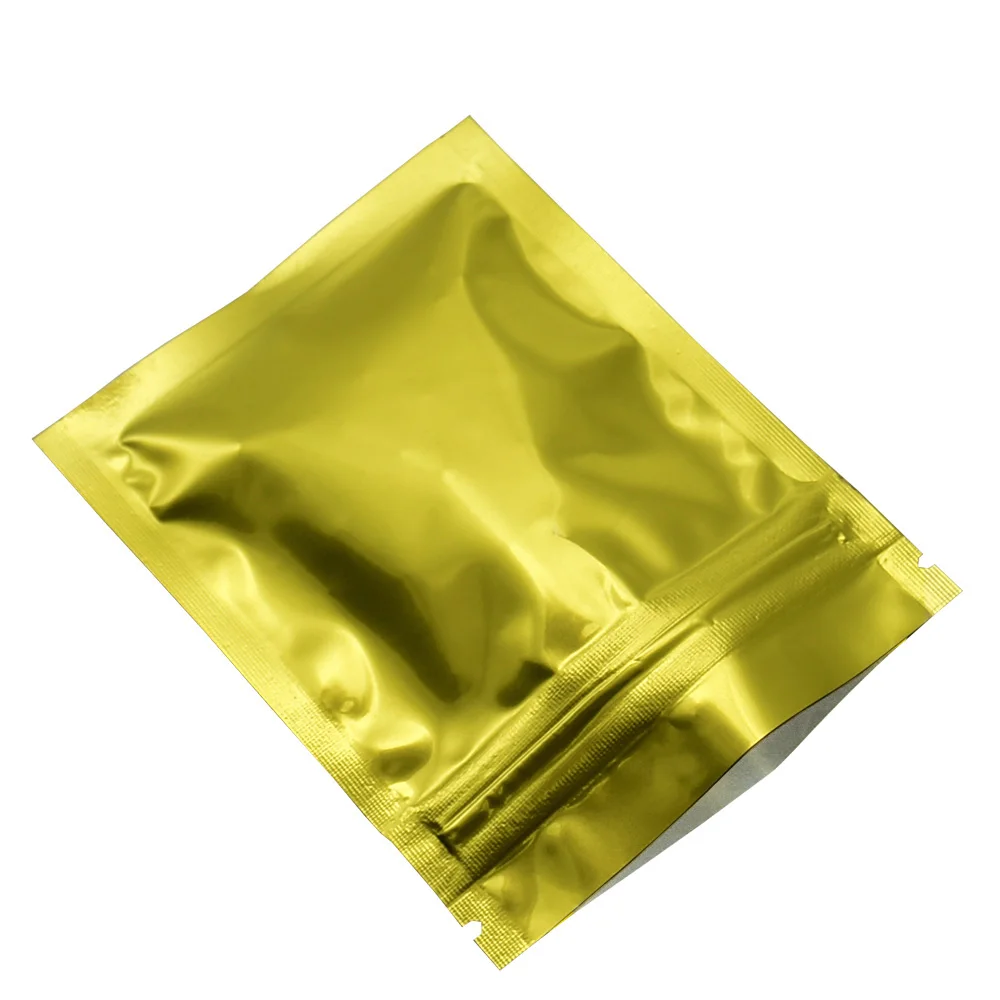 

100pcs Gold Zip Lock Resealable Flat Aluminum Foil Bulk Food Packing Bags Heat Sealable Grip Ziplock Mylar Wrapping Pouches