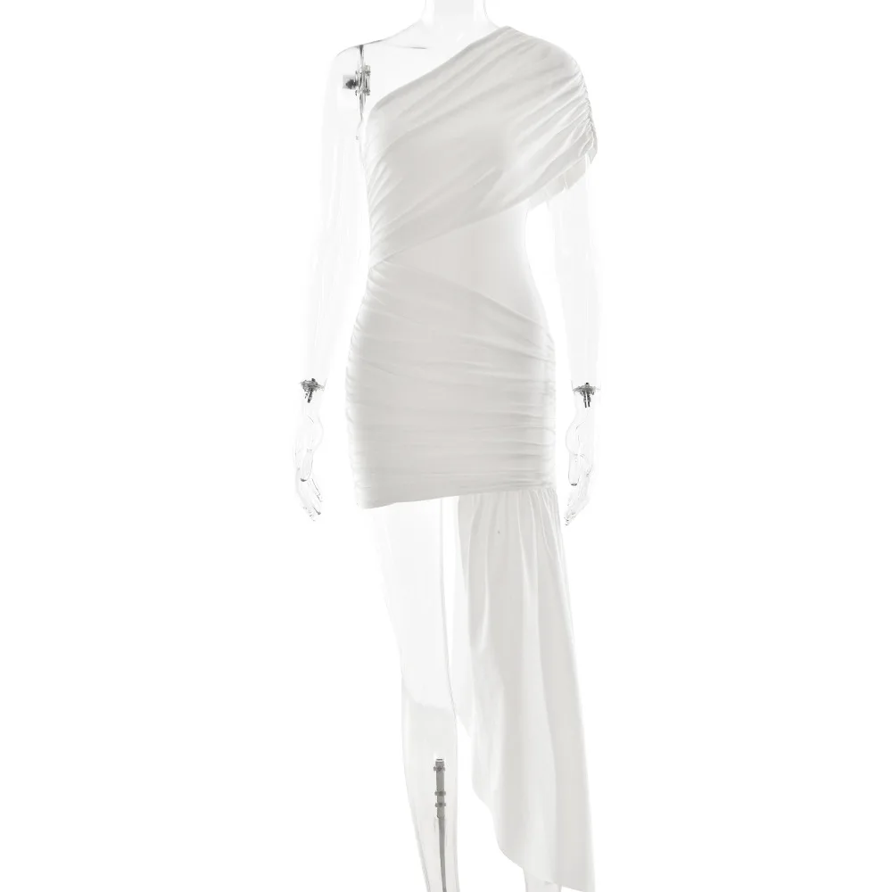 EOENKKY Dupla Camada Fita Vestido Apertado Mulheres Elegante Ombro Inclinado Sexy Sem Mangas Saia Elástica Party Club Vestido de Noite 2025