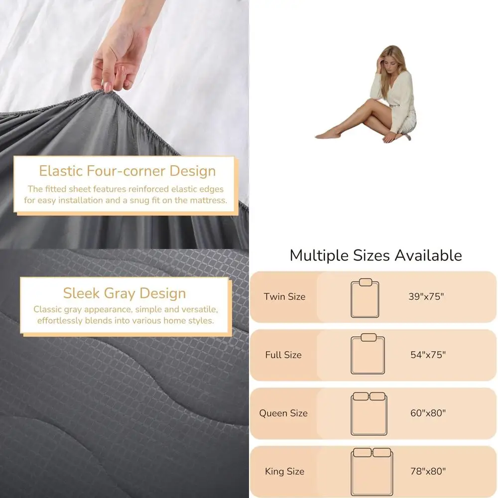 

Queen Size Electric Mattress Pad 60x80, 4-Level Heating, 10-Hour Auto Shut-off, Brushed Fabric, Elastic Fit, Machine Washable, G