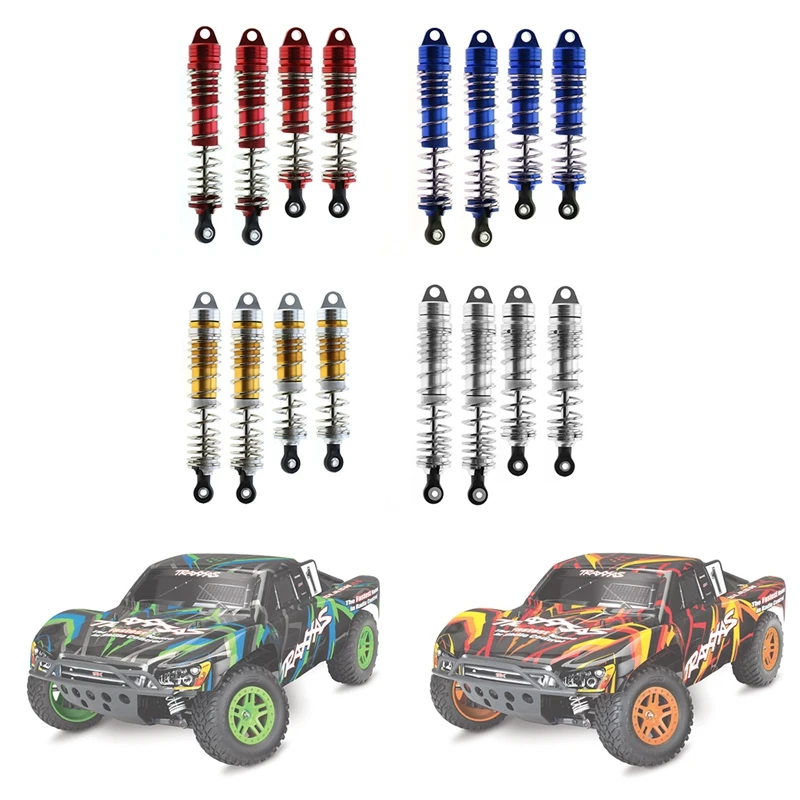 Amortiguador delantero y trasero de Metal, 4 Uds., para Traxxas Slash 4X4 VXL 2WD Rustler Stampede Hoss 1/10 RC, actualizaciones de coche