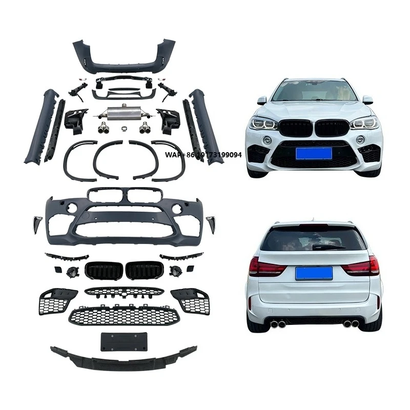 New F15 2013-2018 Upgraded Bolt-On Body Kit with Front/Rear Bumpers Engine Hood Tail Throat Fog Light Cut-Outs for X5