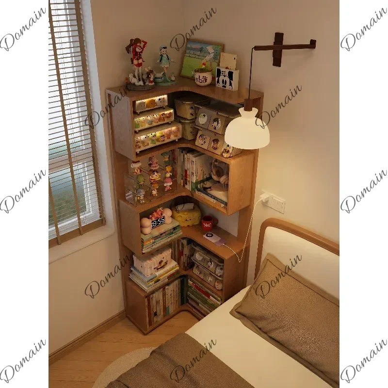 RFV Corner bookcase floor-to-ceiling shelf integrated against the wall Bedroom bedside corner narrow bookshelf Corner storage sh
