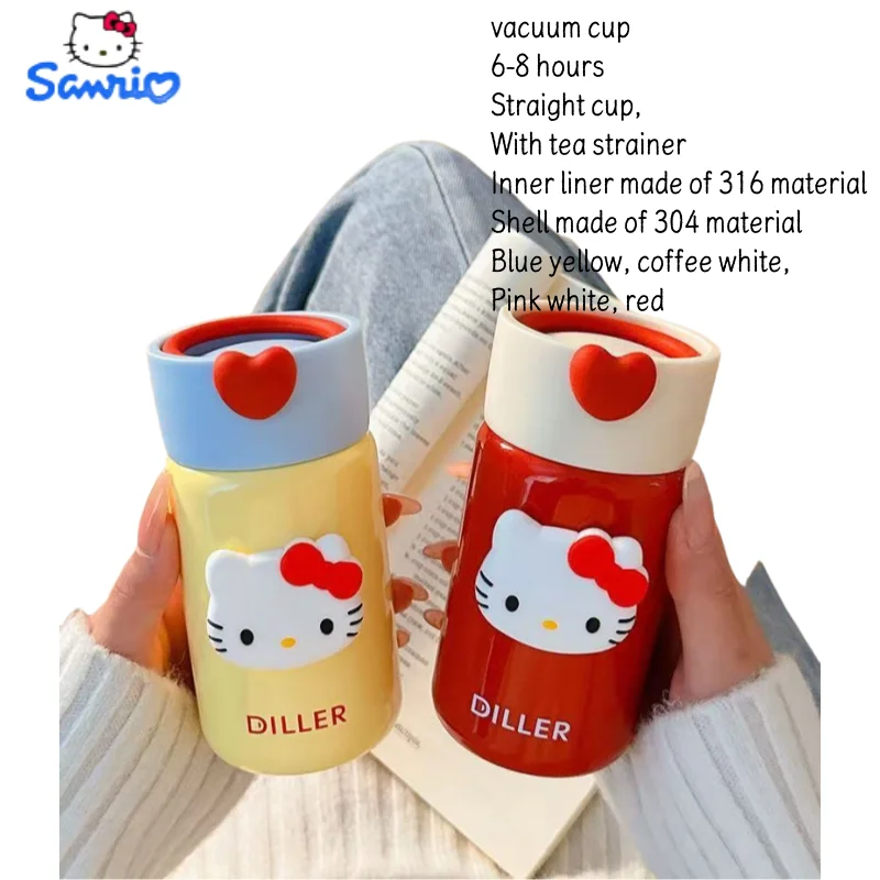 200ml Sanrio Hellokity New Mini Insulated Portable Tea Dispenser Water Cup Sealed Leak proof Stainless SteelInsulated Cup Gift