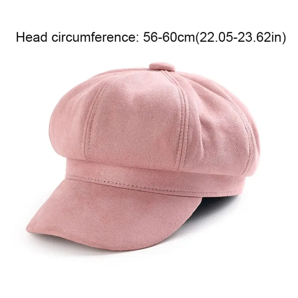 Casual Korean Style Berets Hat Solid Color Keep Warm Suede Octagonal Hat JK British Newsboy Cap Autumn/Winter