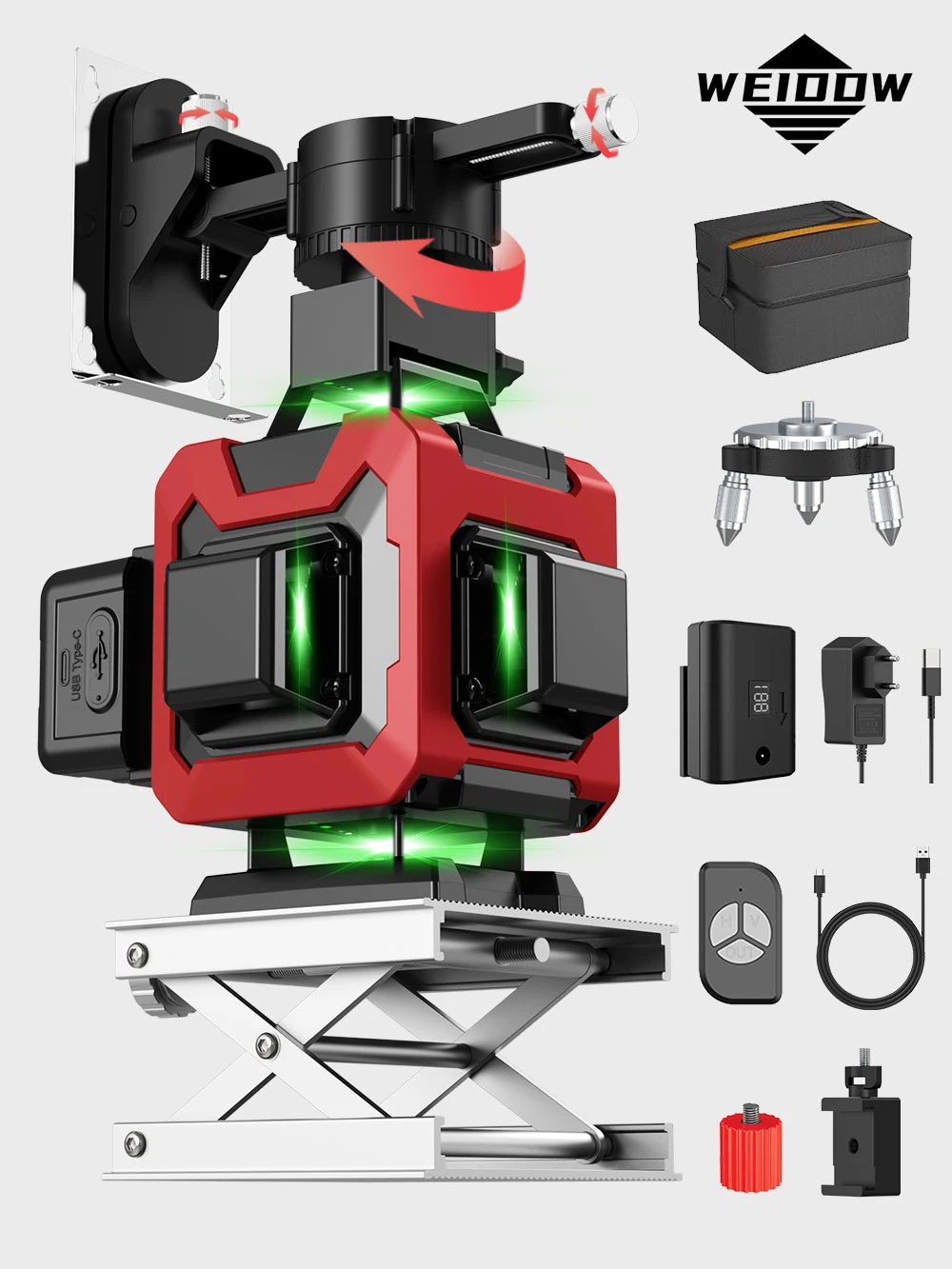 Weiddw-nível Laser Profissional Vigas Verdes Ferramentas de Construção 3d 4d Horizontal e Vertical 360 Nivelamento Linhas 12 Linhas 16 Linhas