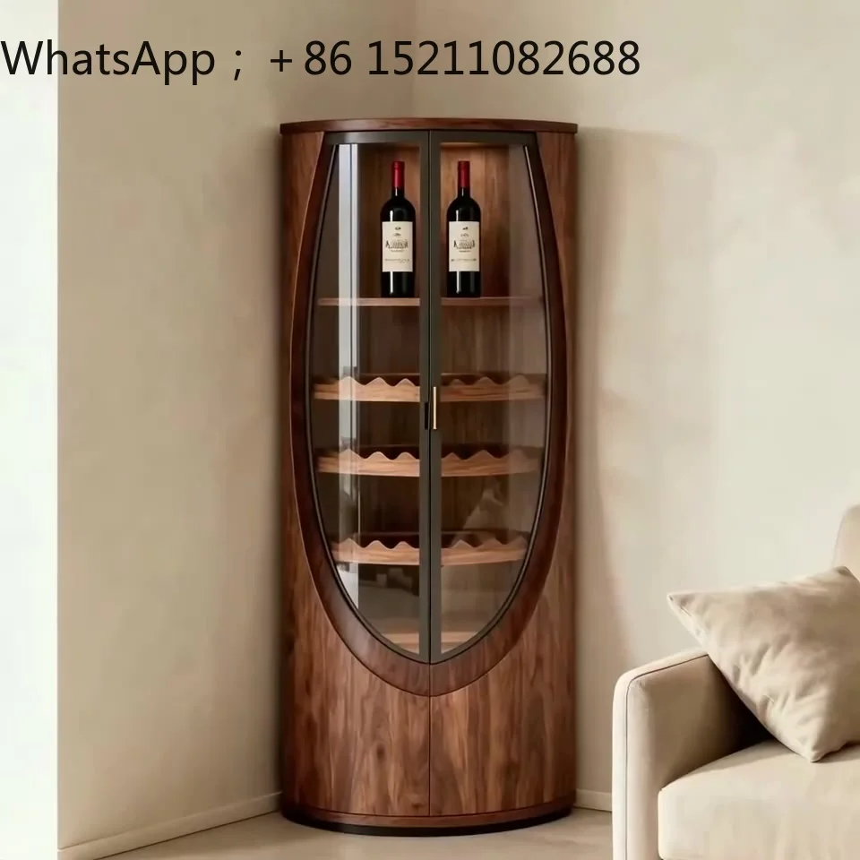 SCY ash wood wine cabinet antique living room household solid wood corner display cabinet locker