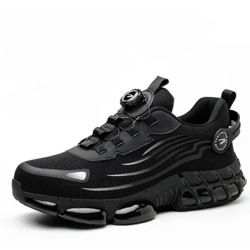 2025 yeni erkek döner düğme iş güvenliği ayakkabıları erkek çelik burunlu ayakkabı nefes hafif spor ayakkabı koruyucu erkek botları Tenis