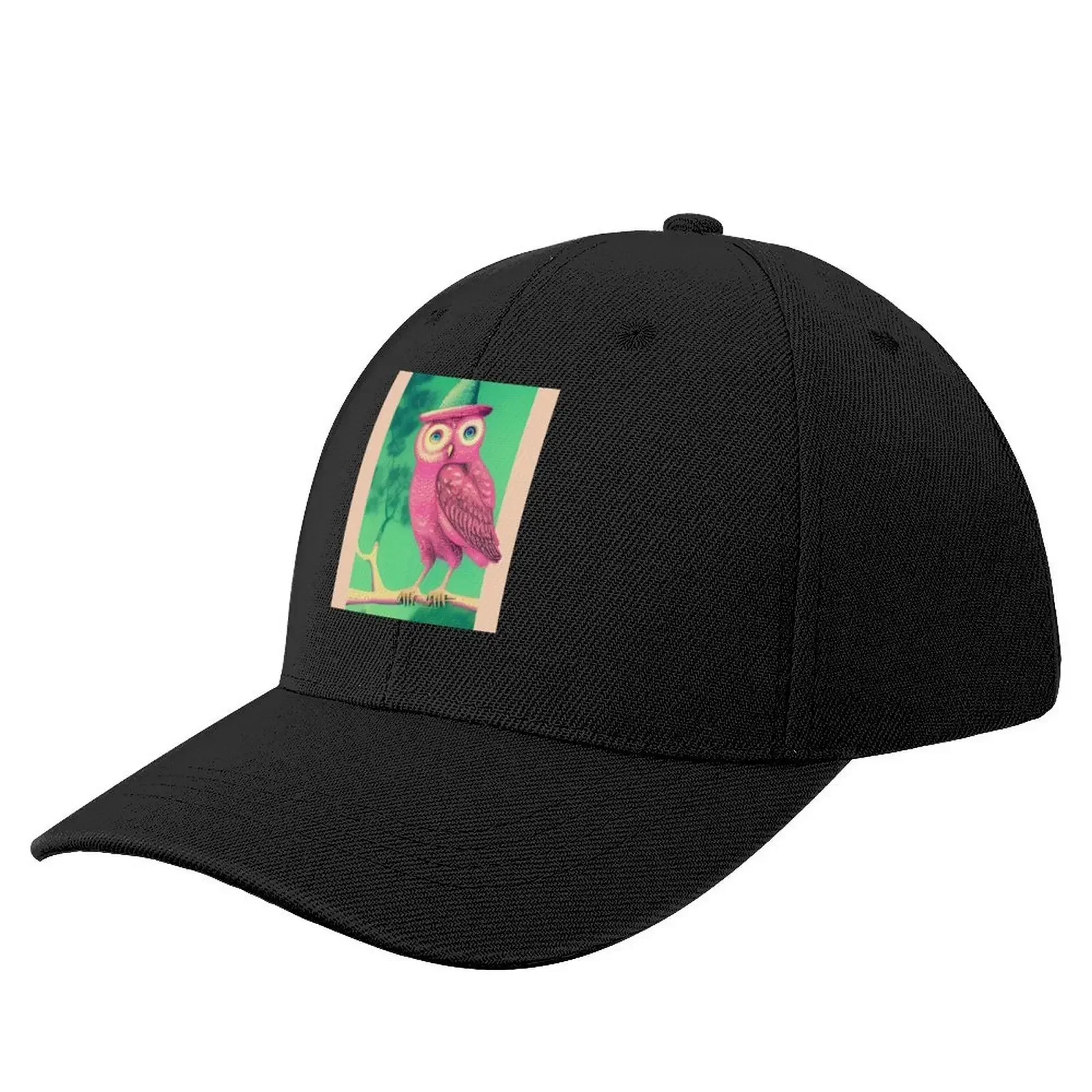 

Pink owl with a hat Baseball Cap black Hat Baseball Cap Male Women's