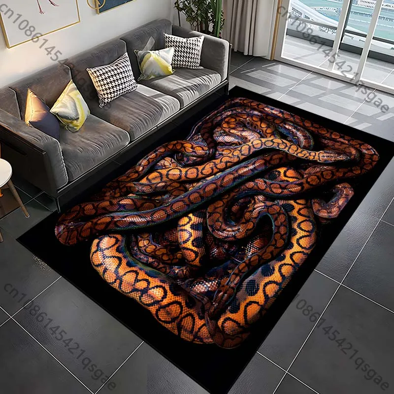 Snake Viper Python Pattern Rug for Living Room Bedroom Bedside Bathroom Floor Mat Home Area Rug Carpets Room Decor for Gift