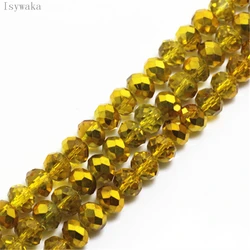 Isywaka Ran Golden Color 2mm,3*4mm,4*6mm,6*8mm Austria faceted Crystal Glass Beads Loose Spacer Round Beads For Jewelry Making