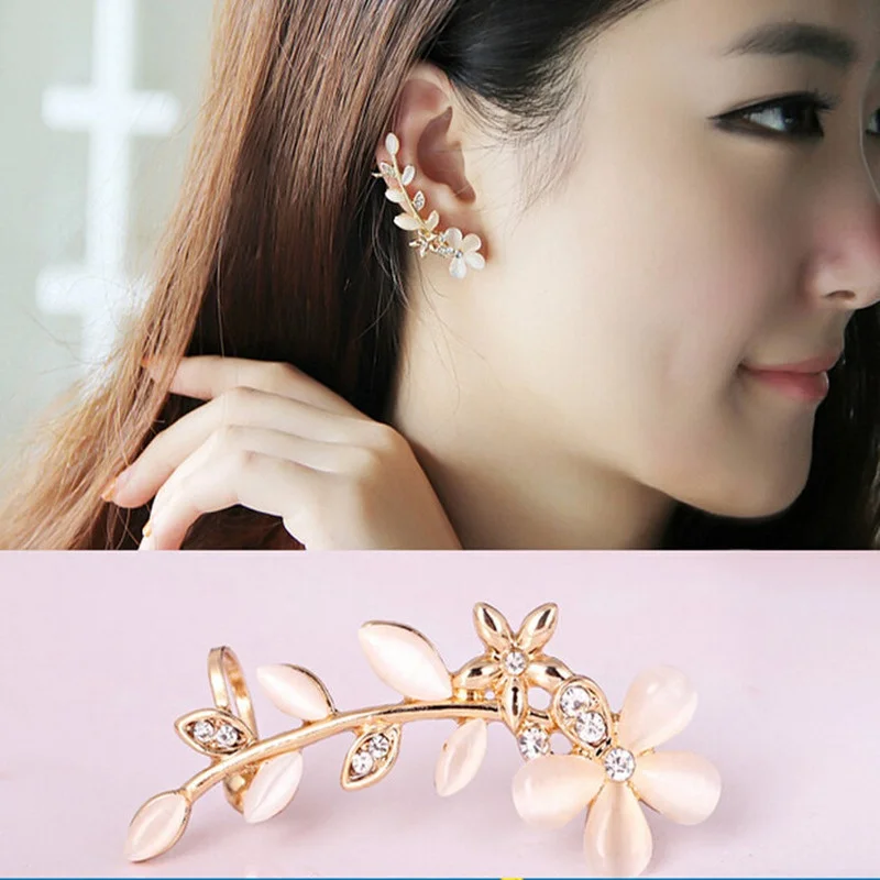 1pcs Right Ear Clip Fashion Rhinestone Hot Earcuff Jewelry Meniscus Silver Plated Clip On Earrings Jewelry Gift