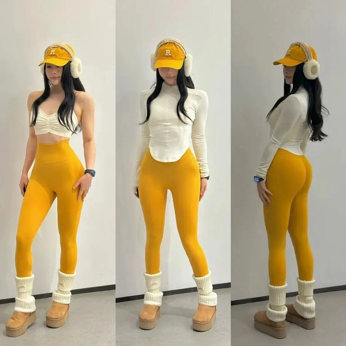 

Women's 2Pcs Yoga Set Seamless High Waist Peach Leggings + Sports Tank Top Gym Workout Outfit Fitness Activewear