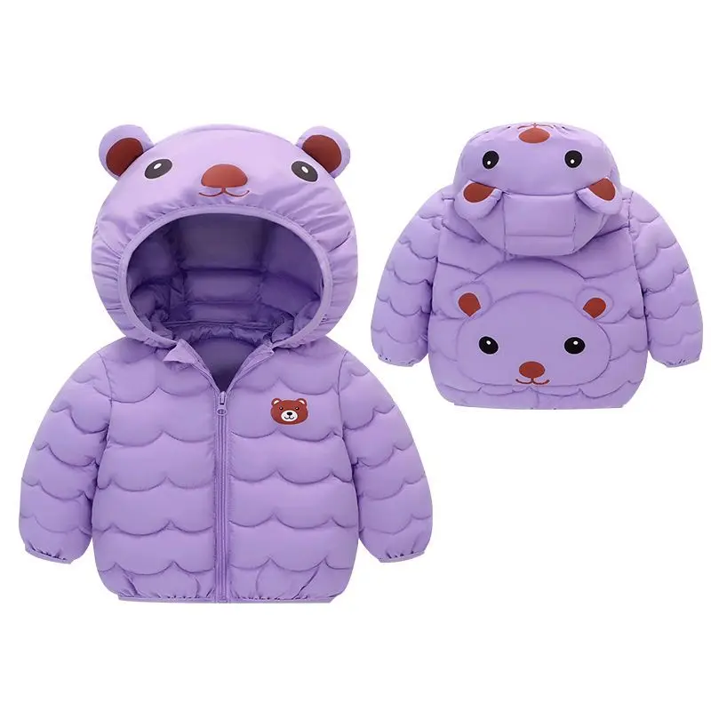 

Cute Baby Girls Jacket Boys Cartoon Light Coats With Ear Hoodie Autumn Winter Girl Clothes Children's Clothing Boys Coat 0-4Y