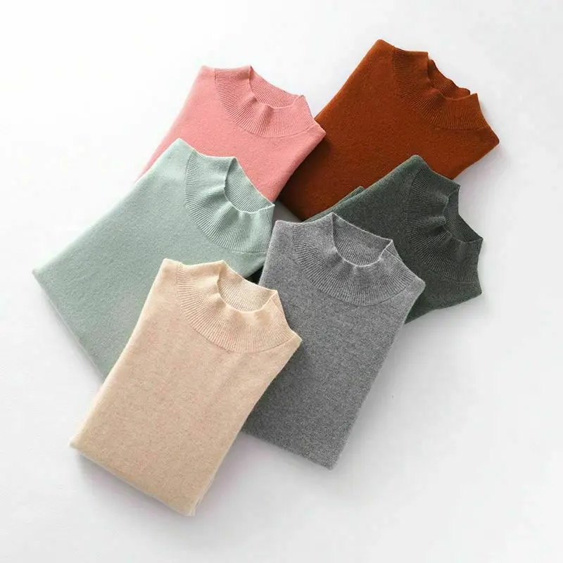 レディース カシミヤ セーター スリムフィット ストリートスタイル 長袖 ラウンドネック 保温 快適 春秋冬 ニット ジャンパー