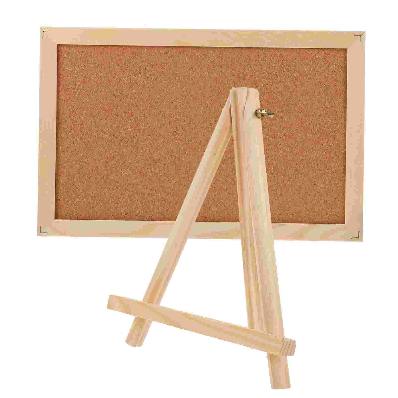 

Wooden Frame Note Board Desktop Cork with Stand Noticeboards Stickers Bulletin Pin Office