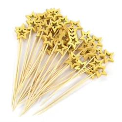 50pcs Star Shape Disposable Bamboo Skewers Food Cocktail Picks Cupcake Fork Stick Birthday Wedding Party Table Decoration Supply