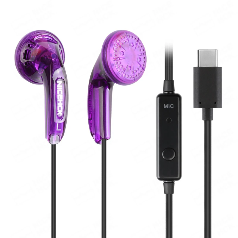 NiceHCK Traceless Microphone HIFI Music Earbud 3.5mm/Type-C 15.4mm Dynamic Driver Sport Game In-ear Earphone Wired Control VIDO