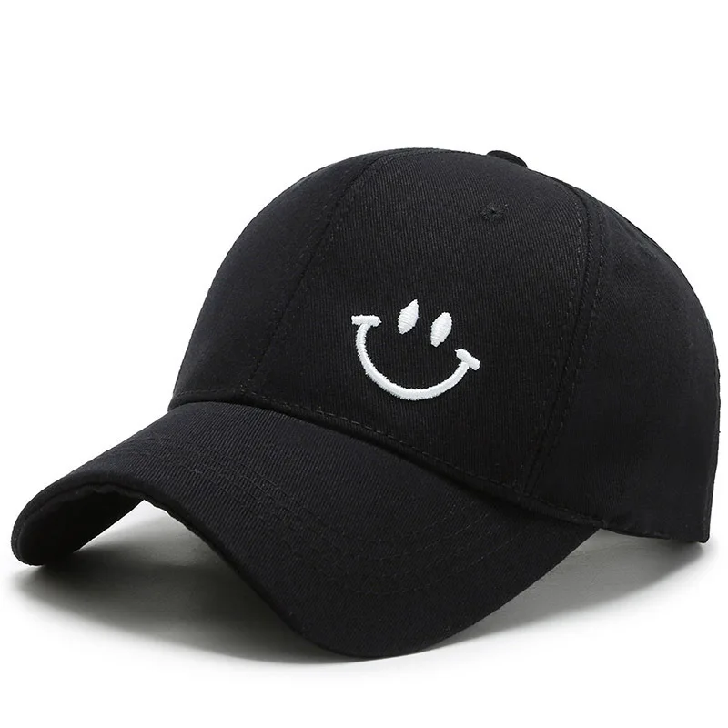 

Unstructured Smile Embroidered Hat Baseball Cap Vintage Cotton Dad Hat Adjustable for Women Men