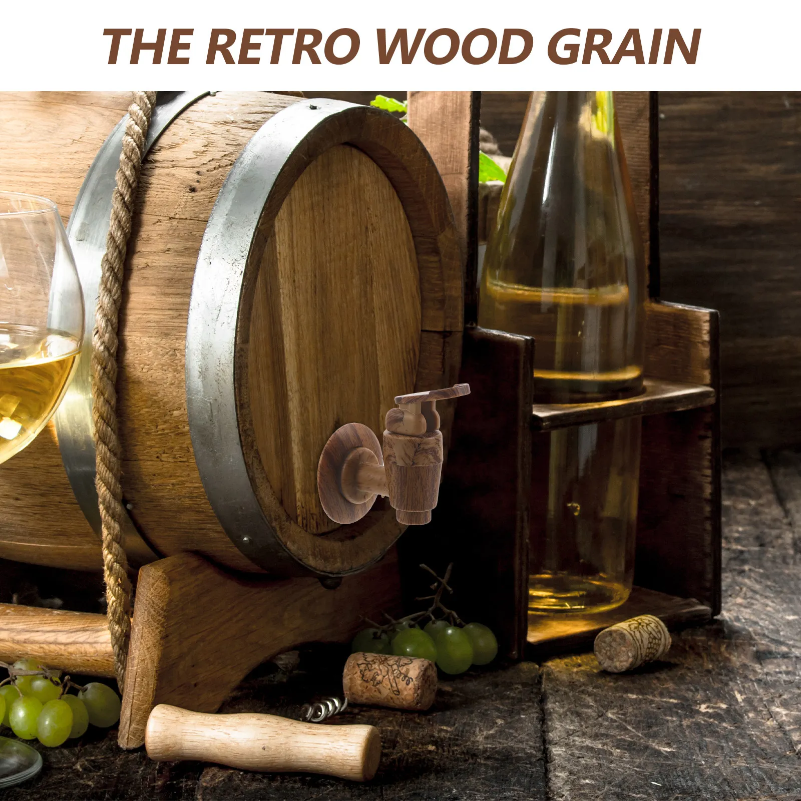 2PCS Beer Barrel Tap Plastic Wine Dispenser Spigot With Wood Grain Beverage Faucet For Wine Barrel Jug And Kitchen Applications view 5