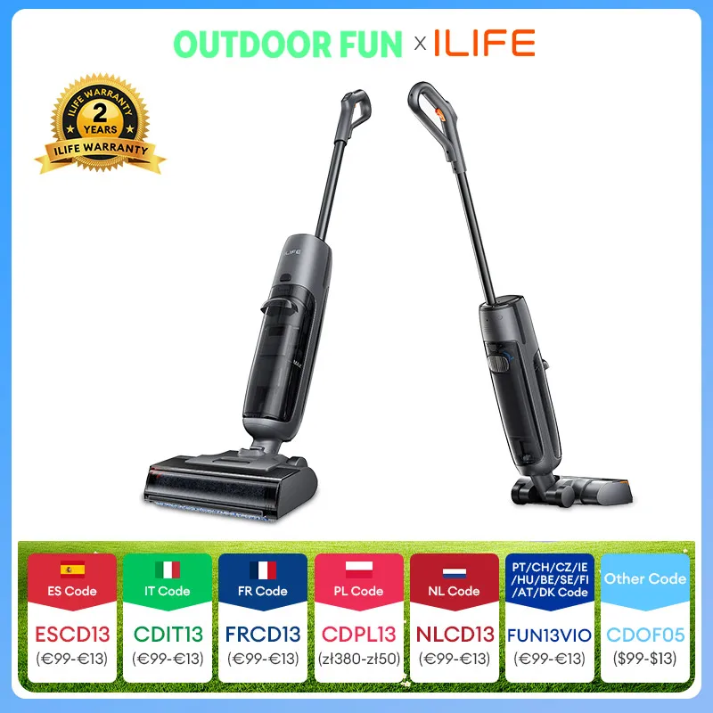 ILIFE W90 Pro fregona inteligente inalámbrica en seco y húmedo, succión de 7000 Pa, autolimpieza de 1 Min, tanque de agua doble grande, actualización W90