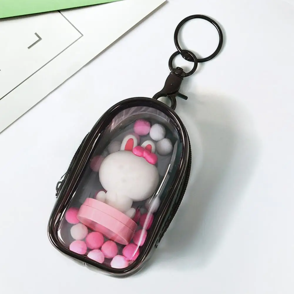 Dustproof Storage Bag Waterproof Pvc Zipper Dustproof Portable Figure Display Bag with Keychain Organize Protect Small Hanging