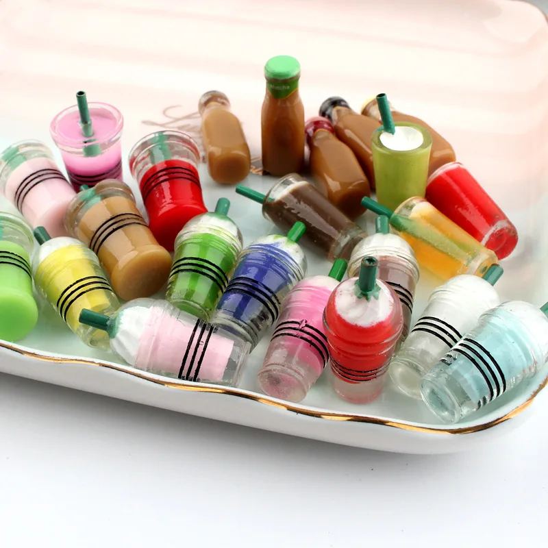 100pcs Wholesale 3D Round Ice Cream Coffee Cup Resin Flat Back Cabochon Imitation Food Art Supply Decoration Charm Craft