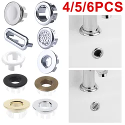 6/5/4/1pcs Sink Overflow Hole Cover Basin Wash Basin Hole Cover Drain Cover Replacement Brass Plastic Bathroom Sink Accessories