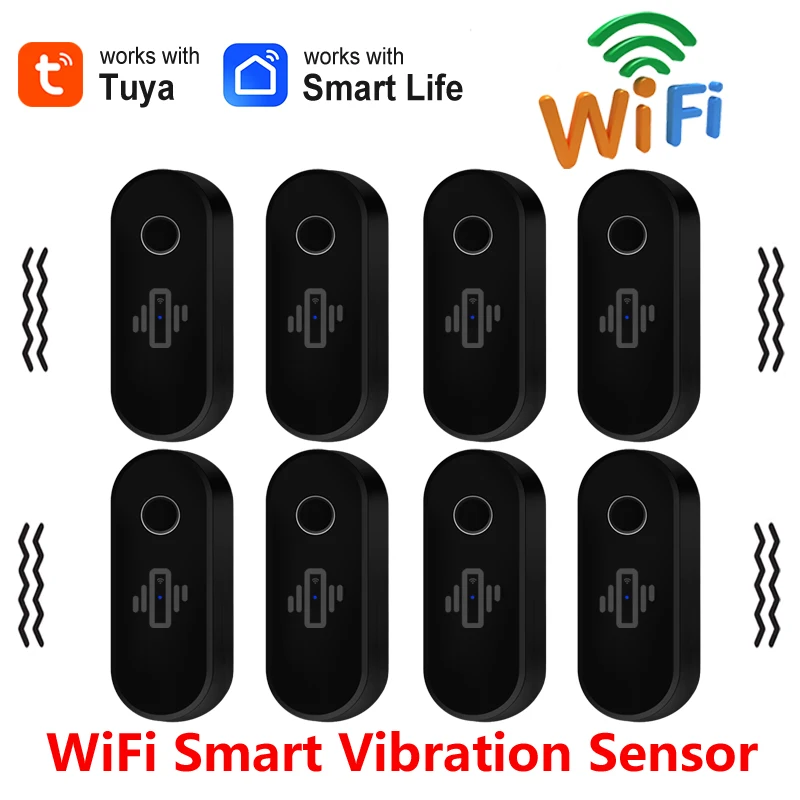 Tuya WiFi Vibration Sensor Door Window Glass Broken Smart Home Security Anti-theft Detection Smart Life APP Real-Time Alert