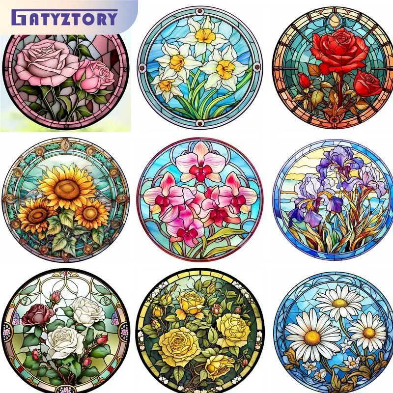 GATYZTORY Painting By Number Flower Kits Handpainted Picture Colorful Flower Drawing On Canvas Home Decoration DIY Gift 50x65cm