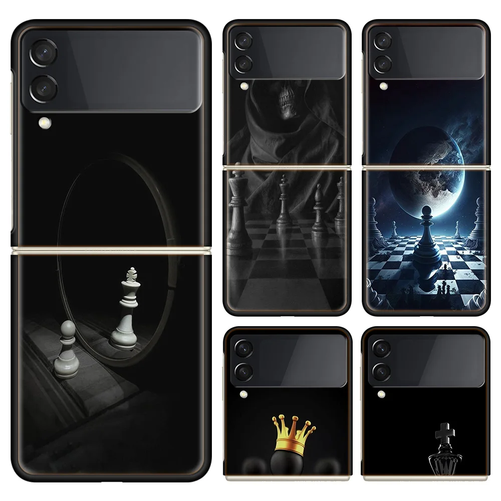 Competitive Chess Game Phone Case For Samsung Galaxy Z Flip 6 4 3 5G Funda Black Coque Hard PC Luxury Cover Z Flip 5 Capa Fashio