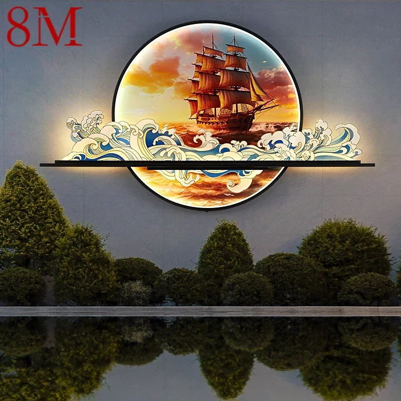 

8M Outdoor Mural Lamp LED Creative Circular Landscape Waterproof Mural Outdoor Villa Courtyard Garden Decoration Painting