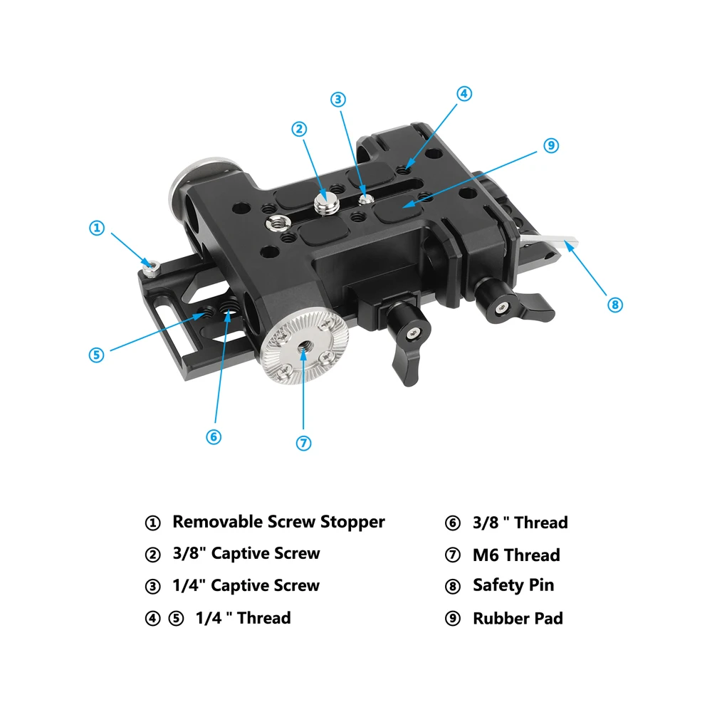 CAMVATE 5.9inch/10inch Dovetail Plate and 15mm LWS Rod Support Baseplate Quick Release Plate System Bridge Plate For Tripod