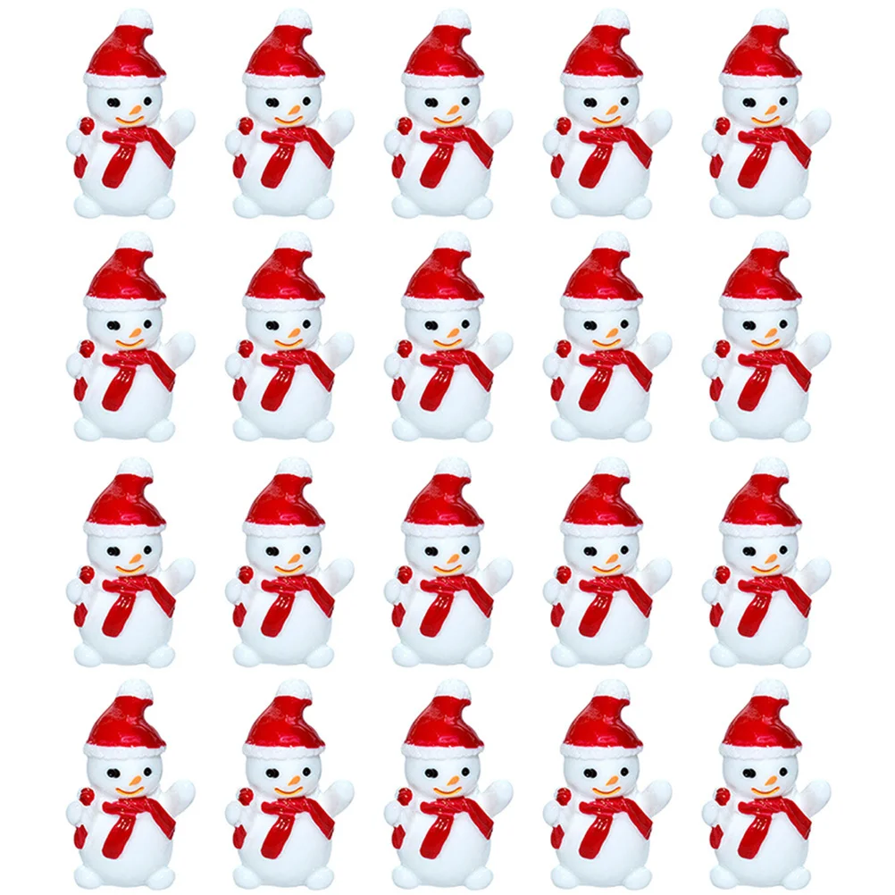 

30pcs Mini Snowman Charms Resin Christmas Figurines Cute Tabletop Decor For Home Garden Office Xmas Party Supplies Miniature