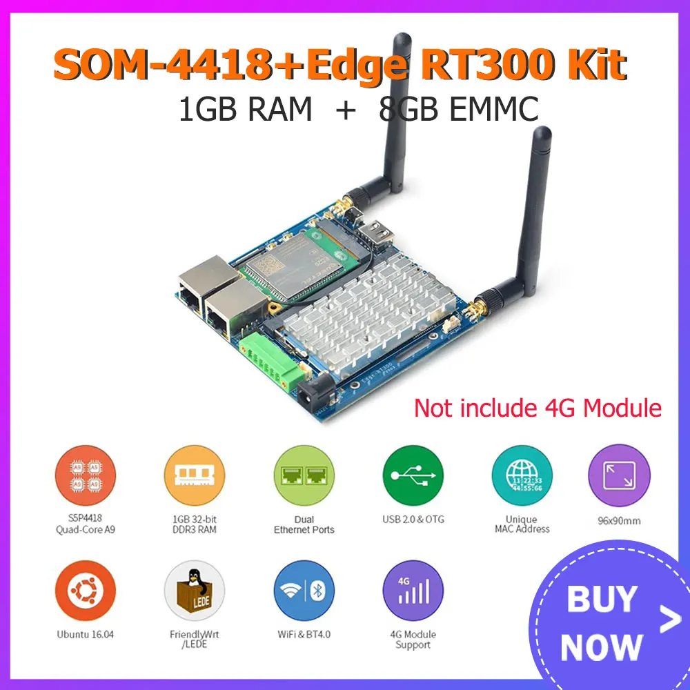 

Edge-RT300 Kit S5P4418 SOM-4418 CPU Board 1GB RAM 8GB eMMC Gigabit Ethernet with unique MAC support WOL