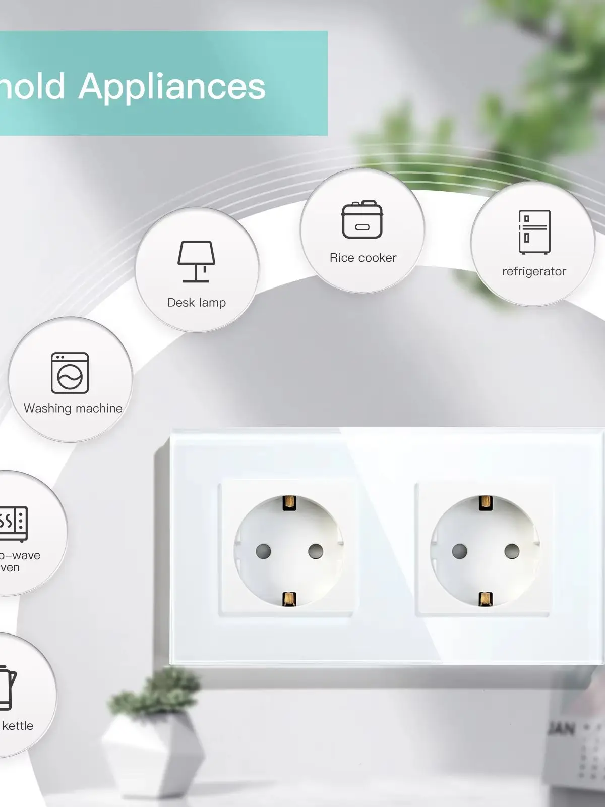 BSEED EU-Standard Wandsteckdosen Einzelne Leistungsstarke Steckdosen Weiß Doppelrahmen-Steckdosen Glaspanel Dreifach-Steckdosen Kinderschutz 16A 110V - 240V Elektrische Wandsteckdosen