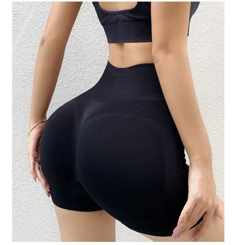 Honey hip shorts for women,high waisted,quick drying,seamless,tight fitting, curvy three part fitness pants,sports yoga shorts