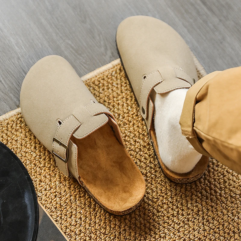 Crestar Fashion Clogs Slippers For Women Classic Suede Men Mules Cork Footbed Leather Potato Shoes With Arch Support Beach Slide