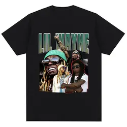 Vintage Rapper Lil Wayne Print T-shirts Men Women Hip Hop Punk Oversized T Shirt Cozy Cotton Trendy Gothic T Shirts Streetwear