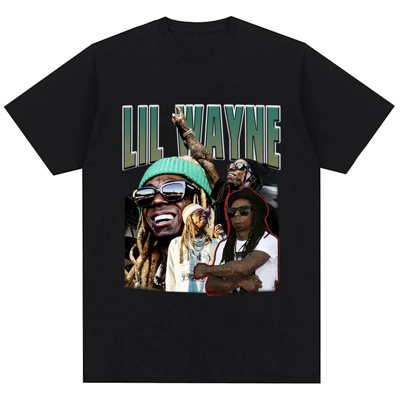 Vintage Rapper Lil Wayne Print T-shirts Men Women Hip Hop Punk Oversized T Shirt Cozy Cotton Trendy Gothic T Shirts Streetwear