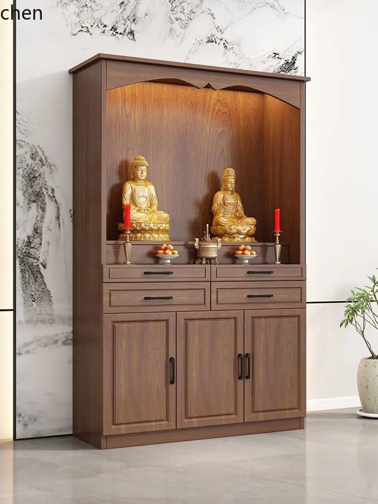 HT New Chinese Style Buddha Cabinet Altar Standing Cabinet Worship Table God of Wealth Buddha Offering Table Guanyin Home Use