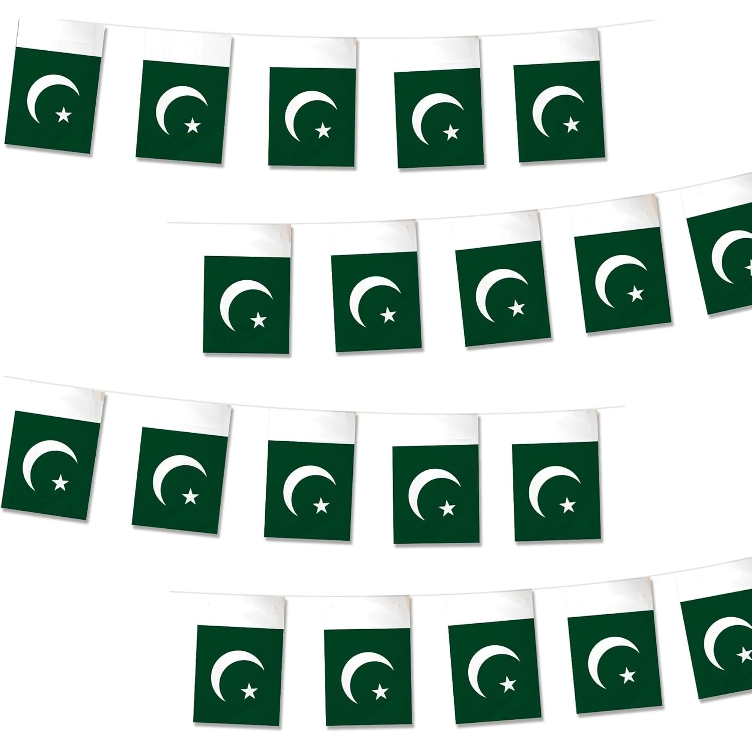 20pcs Pakistan String Flags Banner, Mini Hanging Flags Pennant Decorations For Schools, National Sports Events, Patriotic Decors